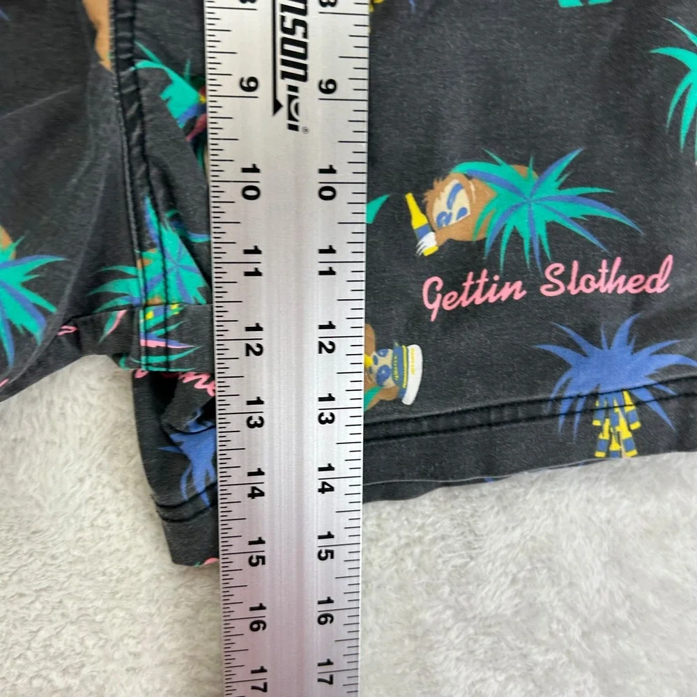 Party Pants Gettin Slothed Swim Trunks Shorts Mens M Black Palm Tree Graphic
